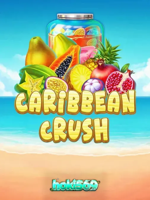 Tampilan visual slot Caribbean Crush dengan tema tropis dan buah-buahan eksotis