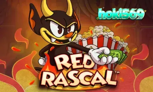 Tampilan visual slot Red Rascal dengan karakter utama di depan latar belakang taman hiburan.